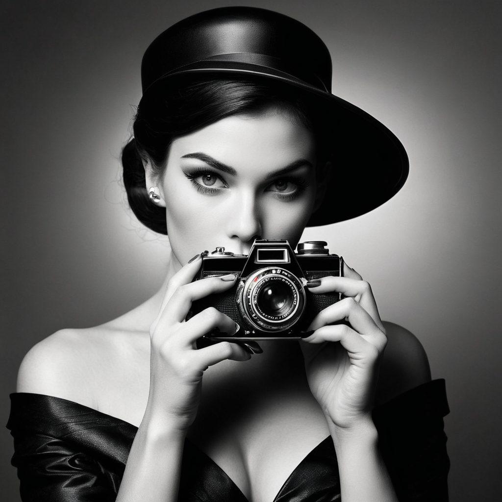 A captivating montage showcasing the transformation of seductive photography, starting with vintage black-and-white models posing elegantly, evolving into modern, bold, and vibrant scenes featuring diverse contemporary subjects. Highlight dramatic lighting, rich textures, and artistic poses that convey allure and emotion. Incorporate elements of vintage cameras and modern photography gear to represent the evolution. super-realistic. vibrant colors. artistic blend.